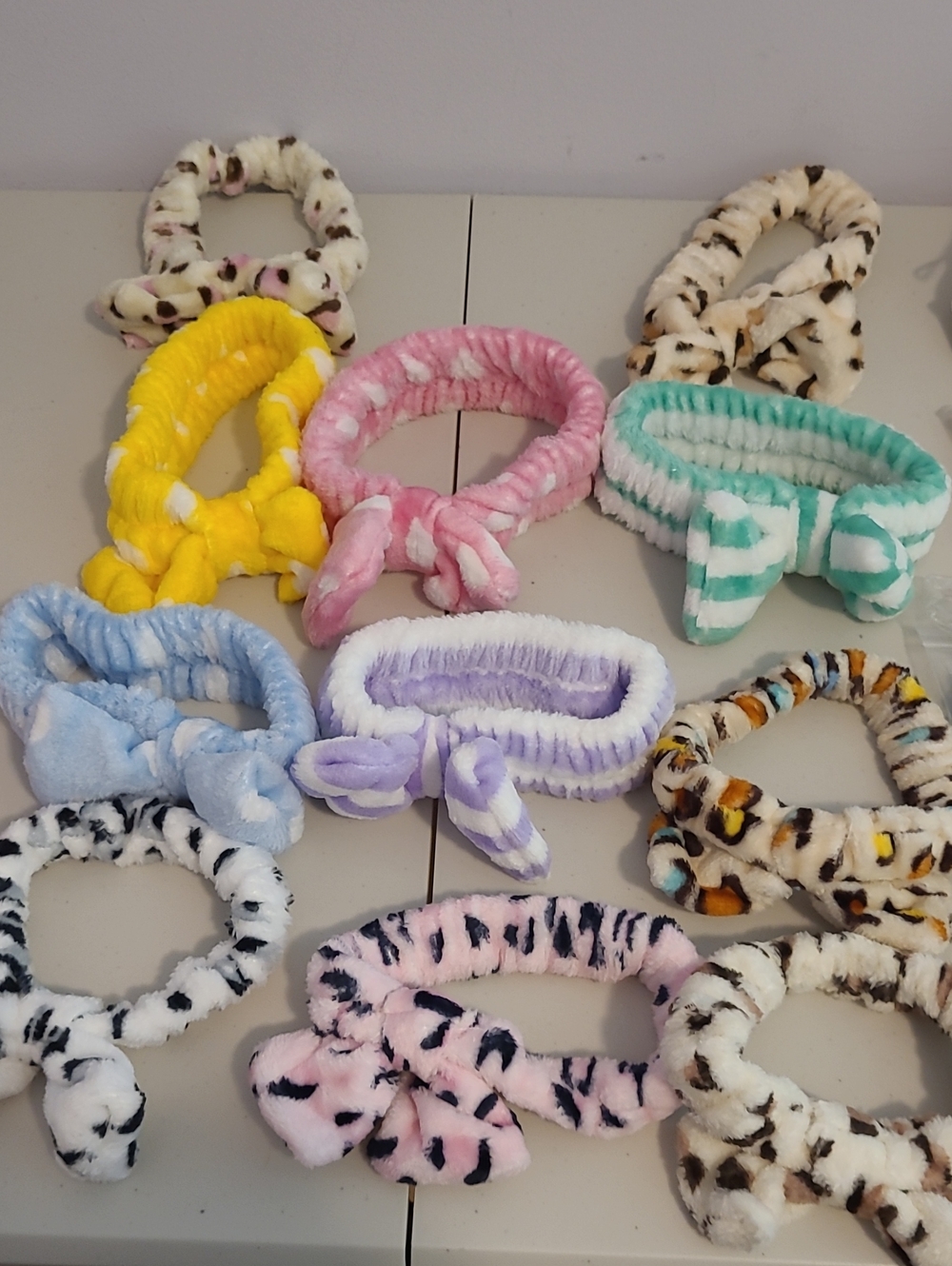Plush Bow Womens Face Wash Headbands